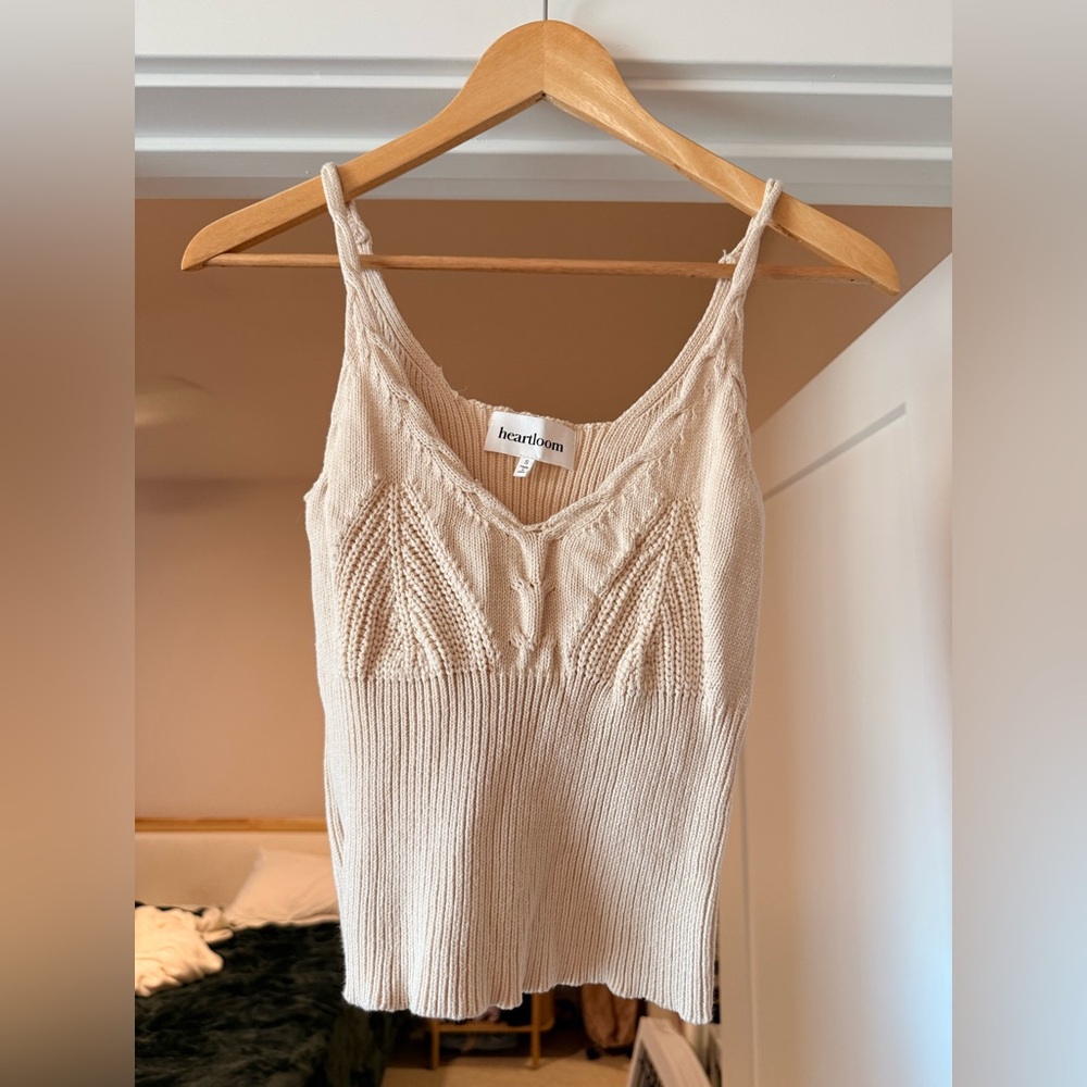 Heartloom Cream Knit V-Neck Tank Top